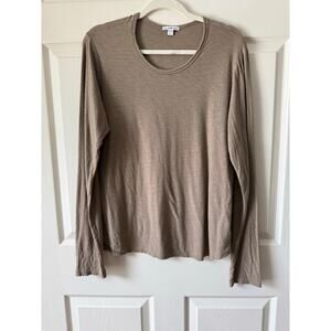 James Perse Brown Slub Cotton Scoop Neck Long Sleeve Tee‎ Size 4 / XL Capsule
